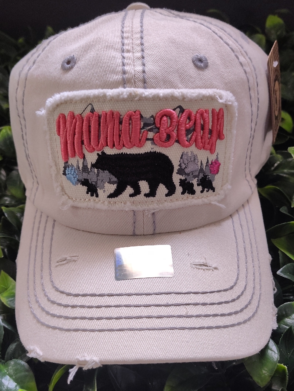 Embroidered Cream Baseball Cap